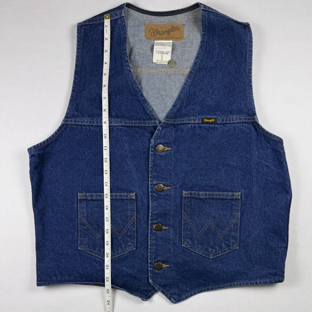 Vintage Wrangler Denim Vest 100% Cotton Cowboy Large M-159 - Picture 6 of 6